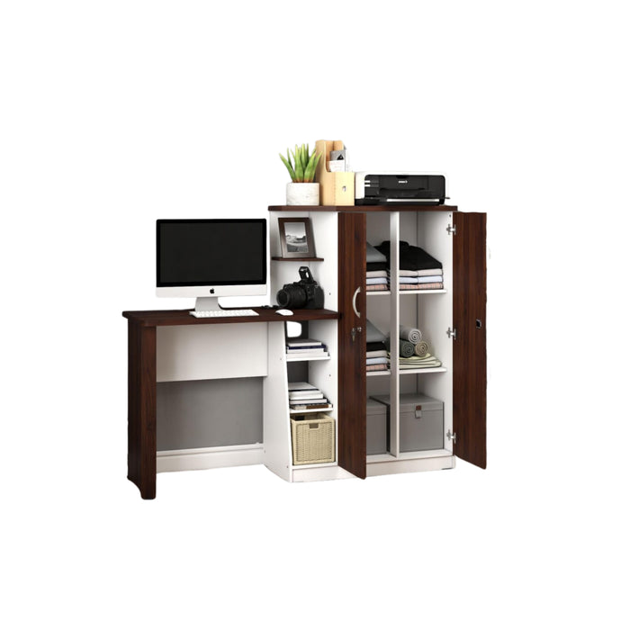 Meja Belajar Volans STD 101 - Teak Dark Brown & White